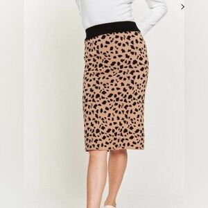 Jade by Jane leopard Midi sweater knit skirt 1X new